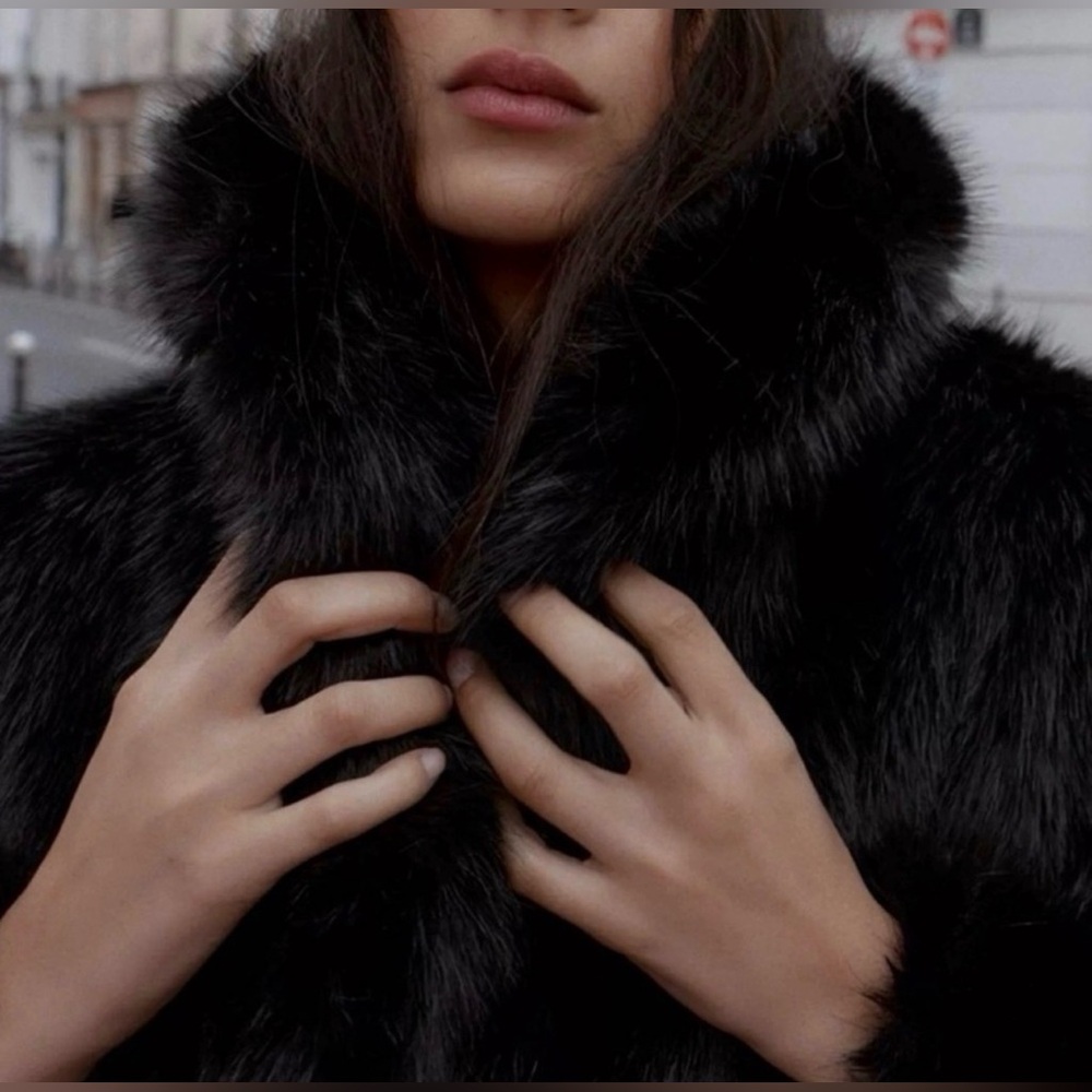 Brand new Zara Luxurious cozy Black Faux Fur Coat fantastic piece NWT - Picture 4 of 13